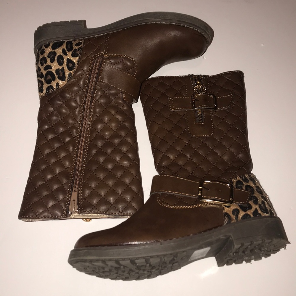 Girls riding boots with leopard accent